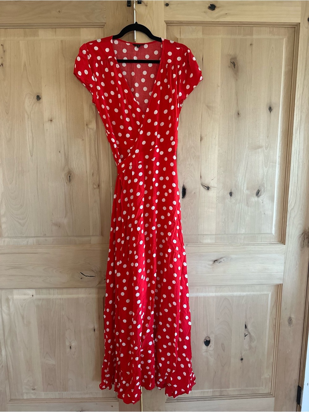 Red Polka Dot Wrap Maxi Dress